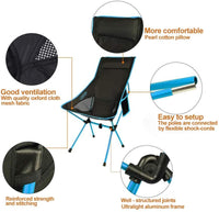 Camping Chair Folding High Back Backpacking Chair with Headrest Brown Outdoor Kings Warehouse 