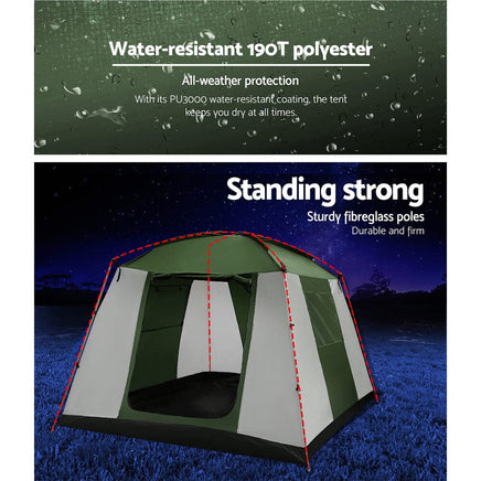 Camping Tent 6 Person Tents Family Hiking Dome Summer Sale Kings Warehouse 