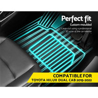 Car Rubber Floor Mats Compatible For Toyota Hilux Dual Cab 2015-2022 Outdoor Adventures Kings Warehouse 