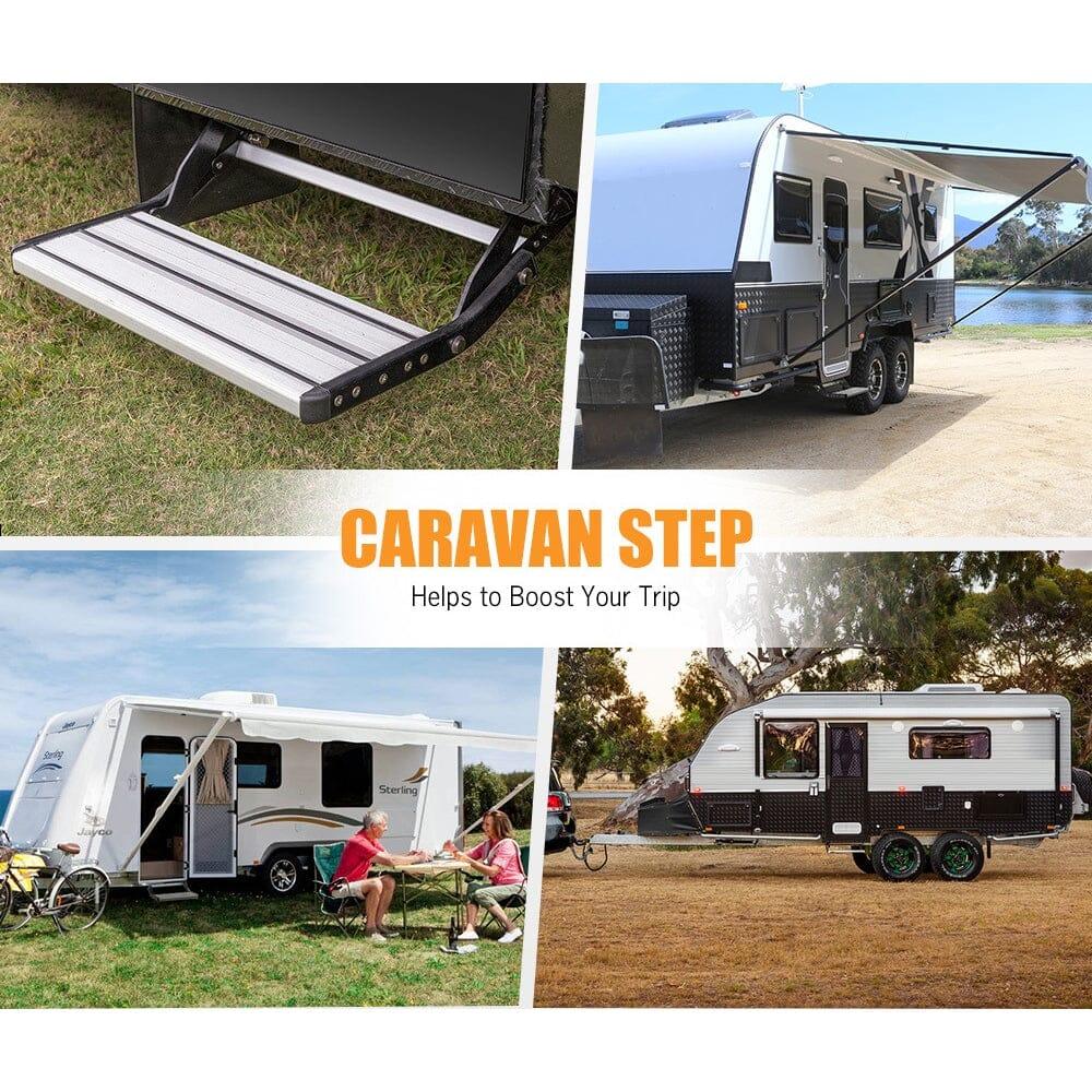 Caravan Step Aluminium 200KG Pull Out Step Folding Camper Trailer Moto
