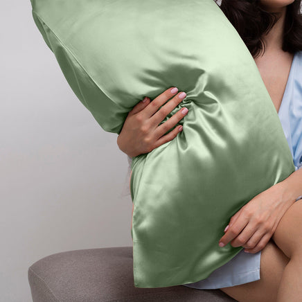 Casa Decor Luxury Satin Pillowcase Twin Pack Size With Gift Box Luxury - Sage Green Home & Garden Kings Warehouse 
