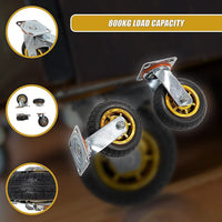 Castor Wheels 4 x 6" 150mm Swivel Silent Caster 2 Brakes 800KG Tools Kings Warehouse 