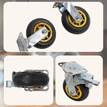 Castor Wheels 4 x 6" 150mm Swivel Silent Caster 2 Brakes 800KG Tools Kings Warehouse 