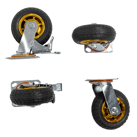 Castor Wheels 4 x 6" 150mm Swivel Silent Caster 2 Brakes 800KG Tools Kings Warehouse 