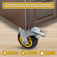 Castor Wheels 4 x 6" 150mm Swivel Silent Caster 2 Brakes 800KG Tools Kings Warehouse 