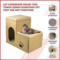 Cat Cardboard House Tree Tower Condo Scratcher Pet Post Pad Mat Furniture Pet Care Kings Warehouse 
