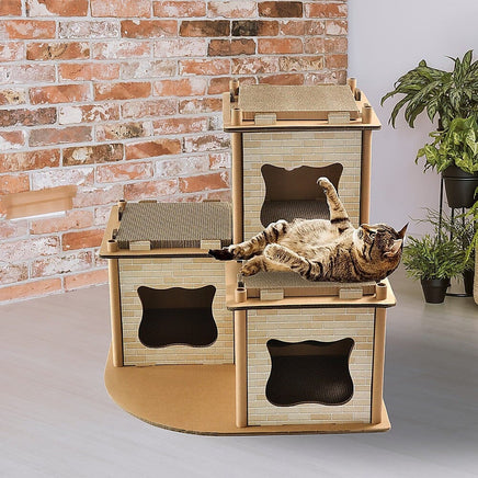 Cat Cardboard House Tree Tower Condo Scratcher Pet Post Pad Mat Furniture Pet Care Kings Warehouse 
