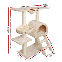 Cat Tree 100cm Tower Scratching Post Scratcher Condo House Trees Bed Beige Pet Care Kings Warehouse 