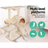 Cat Tree 100cm Tower Scratching Post Scratcher Condo House Trees Bed Beige Pet Care Kings Warehouse 