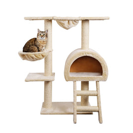 Cat Tree 100cm Tower Scratching Post Scratcher Condo House Trees Bed Beige Pet Care Kings Warehouse