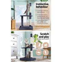 Cat Tree 102cm Scratching Post Tower Scratcher Condo House Board Grey Pet Care Kings Warehouse 