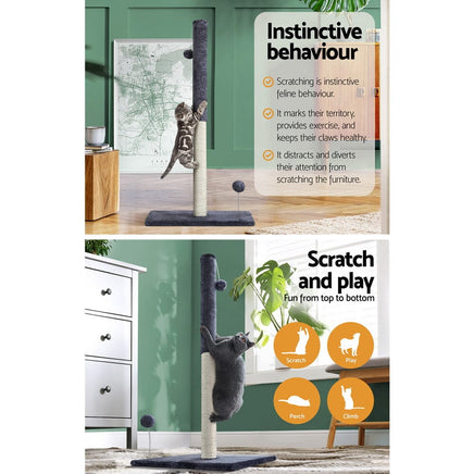 Cat Tree 105cm Scratching Post Scratcher Tower Condo House Hanging toys Grey Pet Care Kings Warehouse 