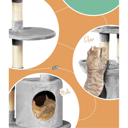 Cat Tree 123cm Tower Scratching Post Scratcher Wood Condo House Bed Toys Pet Care Kings Warehouse 