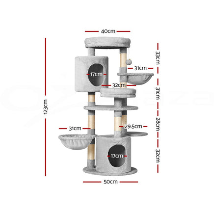 Cat Tree 123cm Tower Scratching Post Scratcher Wood Condo House Bed Toys Pet Care Kings Warehouse 