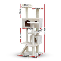 Cat Tree 134cm Tower Scratching Post Scratcher Wood Condo House Bed Beige Pet Care Kings Warehouse 