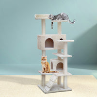 Cat Tree 134cm Tower Scratching Post Scratcher Wood Condo House Bed Beige Pet Care Kings Warehouse 