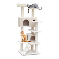 Cat Tree 134cm Tower Scratching Post Scratcher Wood Condo House Bed Beige Pet Care Kings Warehouse 