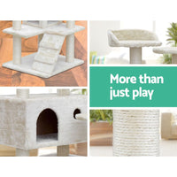 Cat Tree 134cm Tower Scratching Post Scratcher Wood Condo House Bed Beige Pet Care Kings Warehouse 