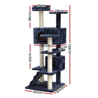 Cat Tree 134cm Tower Scratching Post Scratcher Wood Condo House Bed Grey Pet Care Kings Warehouse 