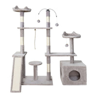 Cat Tree 135cm Tower Scratching Post Scratcher Wood Condo House Toys Grey Pet Care Kings Warehouse 