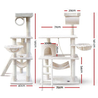 Cat Tree 141cm Tower Scratching Post Scratcher Condo Wood House Bed Beige Pet Care Kings Warehouse 