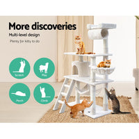 Cat Tree 141cm Tower Scratching Post Scratcher Condo Wood House Bed Beige Pet Care Kings Warehouse 