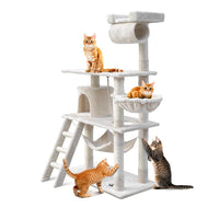 Cat Tree 141cm Tower Scratching Post Scratcher Condo Wood House Bed Beige