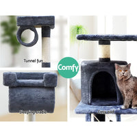 Cat Tree 141cm Tower Scratching Post Scratcher Condo Wood House Bed Grey Pet Care Kings Warehouse 