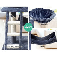 Cat Tree 141cm Tower Scratching Post Scratcher Condo Wood House Bed Grey Pet Care Kings Warehouse 