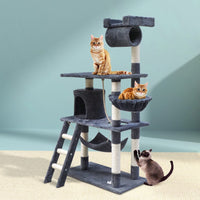 Cat Tree 141cm Tower Scratching Post Scratcher Condo Wood House Bed Grey Pet Care Kings Warehouse 