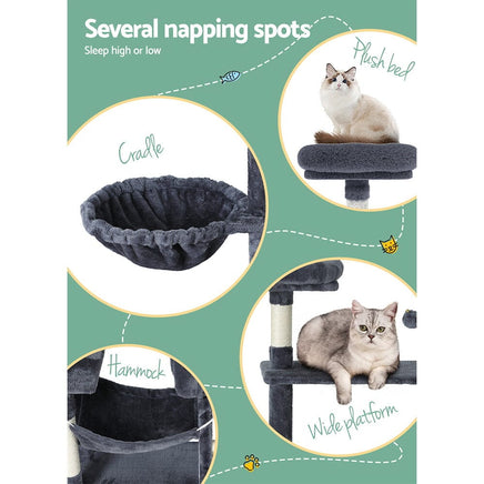 Cat Tree 144cm Tower Scratching Post Scratcher Wood Condo Toys House Bed Pet Care Kings Warehouse 