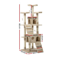 Cat Tree 180cm Tower Scratching Post Scratcher Wood Condo House Toys Beige Pet Care Kings Warehouse 