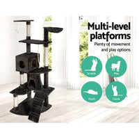 Cat Tree 193cm Tower Scratching Post Scratcher Condo House Trees Grey Pet Care Kings Warehouse 