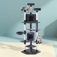 Cat Tree 203cm Tower Scratching Post Scratcher Condo Trees House Bed Grey Pet Care Kings Warehouse 