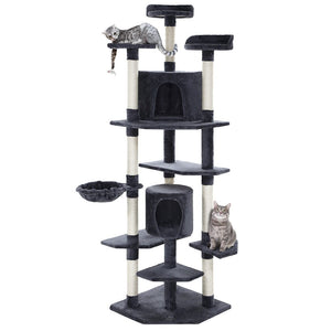 Cat Tree 203cm Tower Scratching Post Scratcher Condo Trees House Bed Grey Pet Care Kings Warehouse 