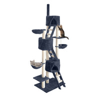 Cat Tree 244cm Tower Scratching Post Scratcher Trees Condo House Grey Pet Care Kings Warehouse 