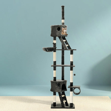 Cat Tree 260cm Tower Scratching Post Scratcher Condo House Trees Grey Pet Care Kings Warehouse 