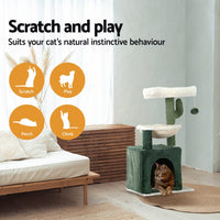 Cat Tree 78cm Scratching Post Tower Scratcher Wood Condo House Bed Toys Green Pet Care Kings Warehouse 