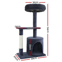 Cat Tree 94cm Scratching Post Tower Scratcher Condo House Wood Trees Grey Pet Care Kings Warehouse 