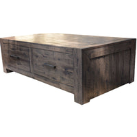 Catmint Coffee Table 127cm 2 Drawer Solid Acacia Wood - Stone Grey living room Kings Warehouse 