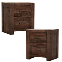 Catmint Set of 2 Bedside Tables 2 Drawers Storage Cabinet Pine Wood Grey Stone Kings Warehouse 