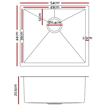 Cefito 54cm x 44cm Stainless Steel Kitchen Sink Under/Top/Flush Mount Black Boxing Day Bash Kings Warehouse 