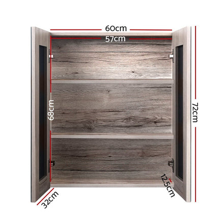 Cefito Bathroom Mirror Cabinet 600x720mm Oak Furniture Kings Warehouse 