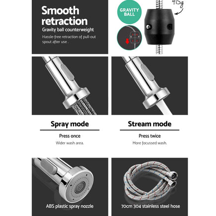 Cefito Kitchen Mixer Tap Pull Down 2 Modes Sink Faucet Basin Laundry Chrome Furniture Kings Warehouse 