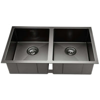 Cefito Kitchen Sink 77X45CM Stainless Steel Basin Double Bowl Black Furniture Kings Warehouse 