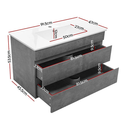 Cefito Vanity Unit 915mm with Basin Grey Furniture Kings Warehouse 