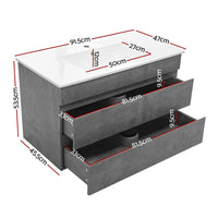 Cefito Vanity Unit 915mm with Basin Grey Furniture Kings Warehouse 