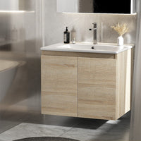 Cefito Vanity Unit Basin Cabinet Storage Bathroom Wall Mounted Ceramic 600mm Oak Furniture Frenzy Kings Warehouse 