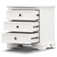 Celosia Bedside Table 3 Drawers Storage Cabinet Nightstand End Tables - White Kings Warehouse 