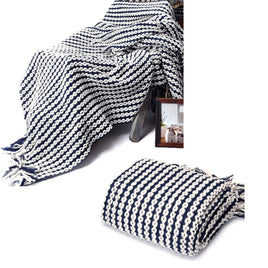 Chains Navy Knitted Throw Rug Home & Garden Kings Warehouse 